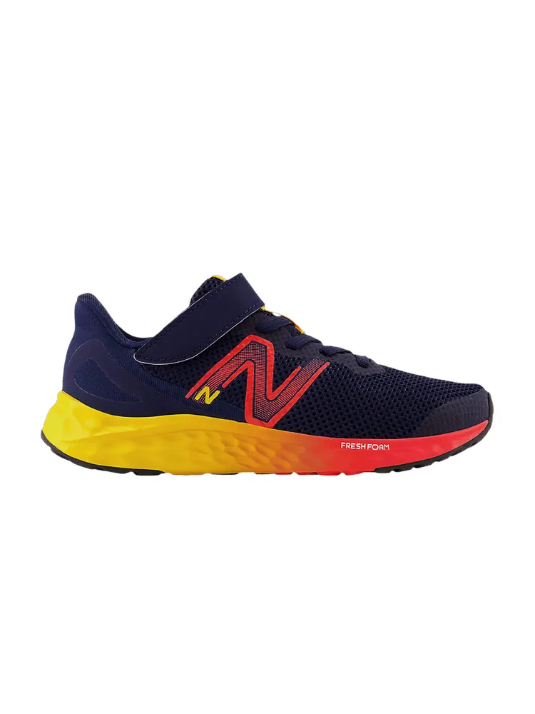 Кроссовки New Balance Fresh Foam Arishi v4 Bungee Lace Top Strap Little Kid 'Navy Electric Red Egg Yolk' — изображение 1 из 1