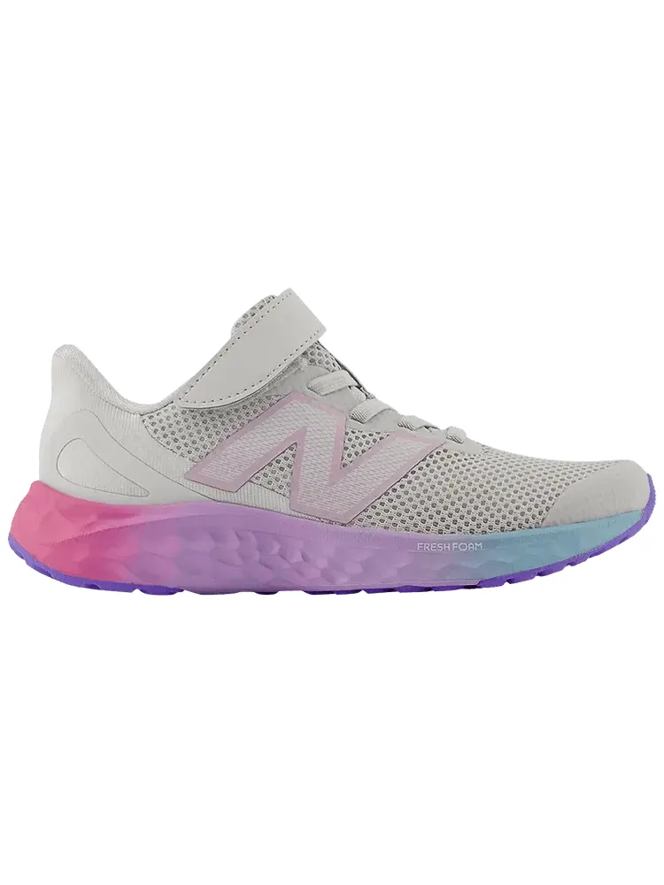Кроссовки New Balance Fresh Foam Arishi v4 Bungee Lace Top Strap Little Kid 'Grey Matter Lilac Glo' — изображение 1 из 1