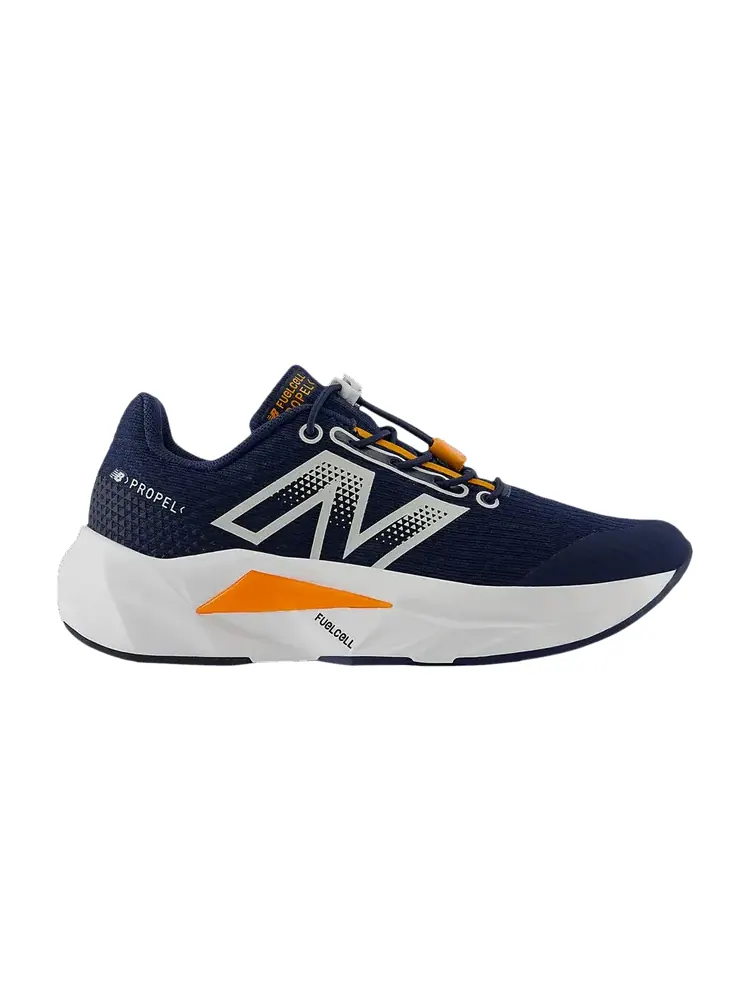 Кроссовки FuelCell Propel v5 Bungee Lace Little Kid 'Navy Sun Glow' — изображение 1 из 1, темно-синий