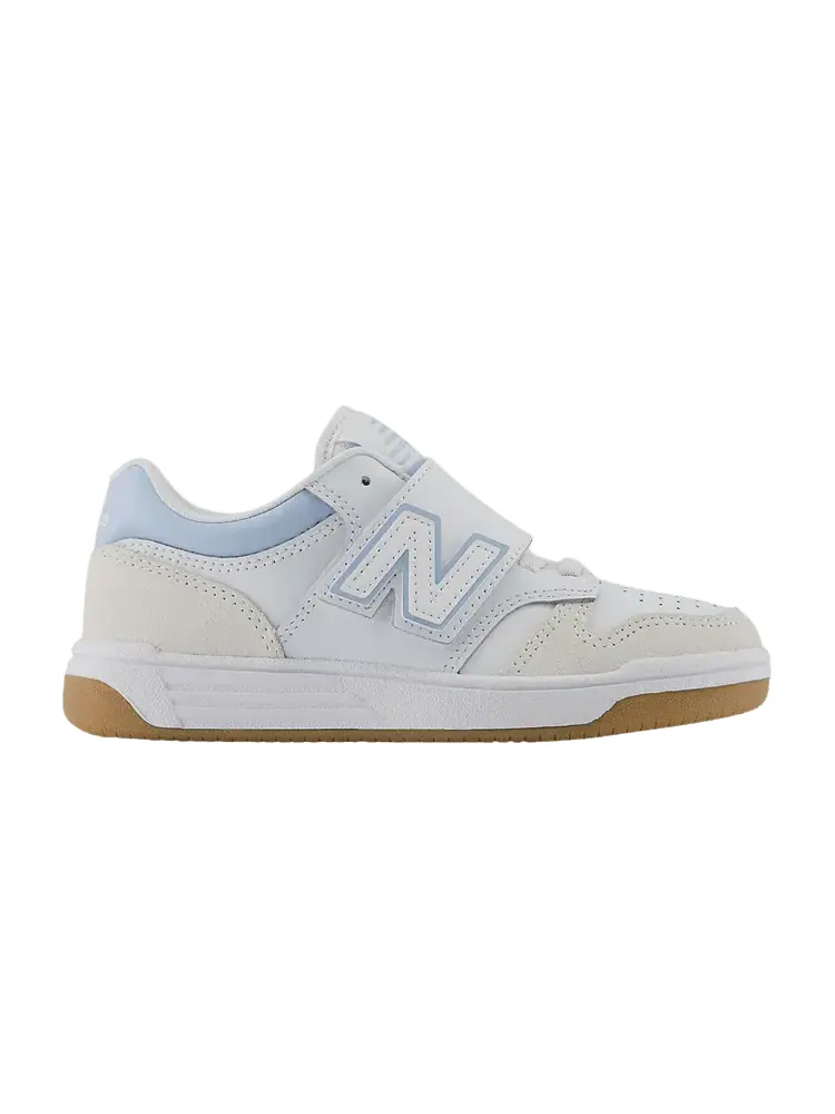 Кроссовки New Balance 480 Hook & Loop Little Kid Wide 'White Light Chrome Blue' — изображение 1 из 1, белый/светлый синий