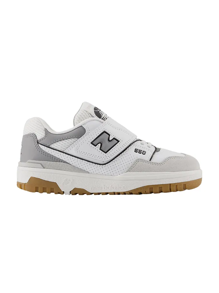 Кроссовки New Balance 550 Hook & Loop Little Kid 'White Slate Grey' — изображение 1 из 1, серый/серый