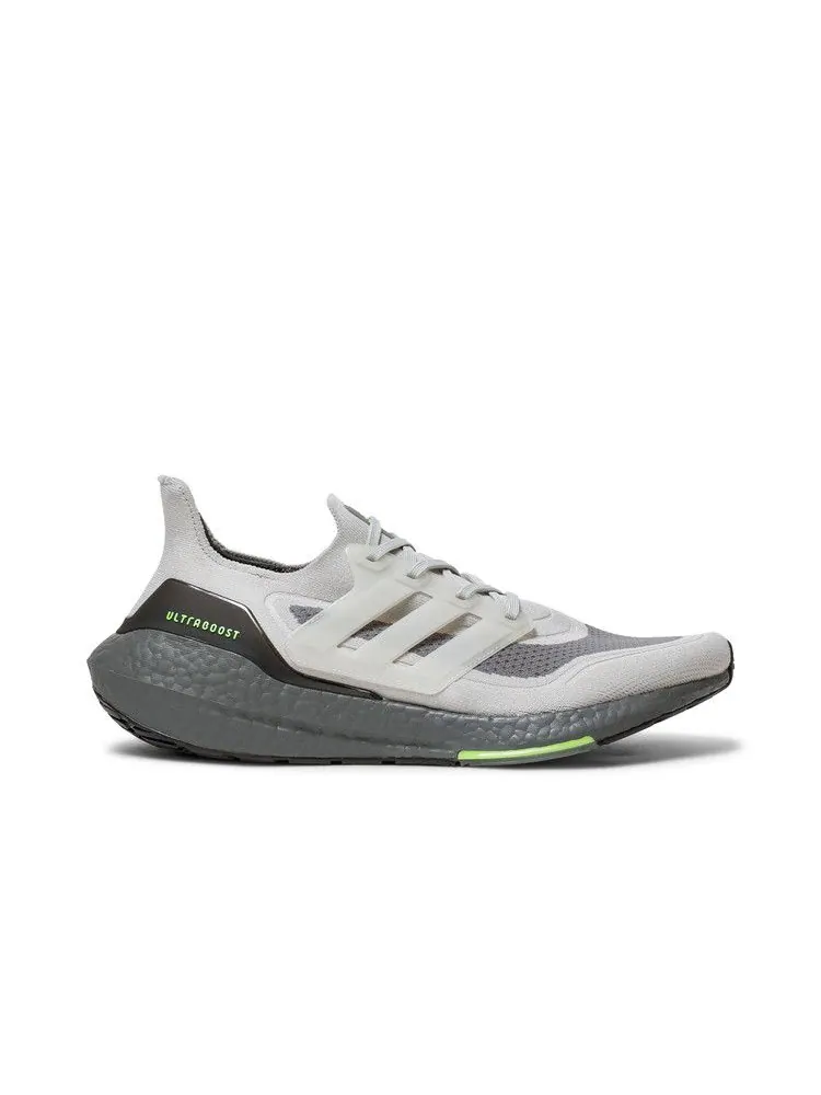 Кроссовки adidas UltraBoost 21 'Grey Volt' — изображение 2 из 9, серый