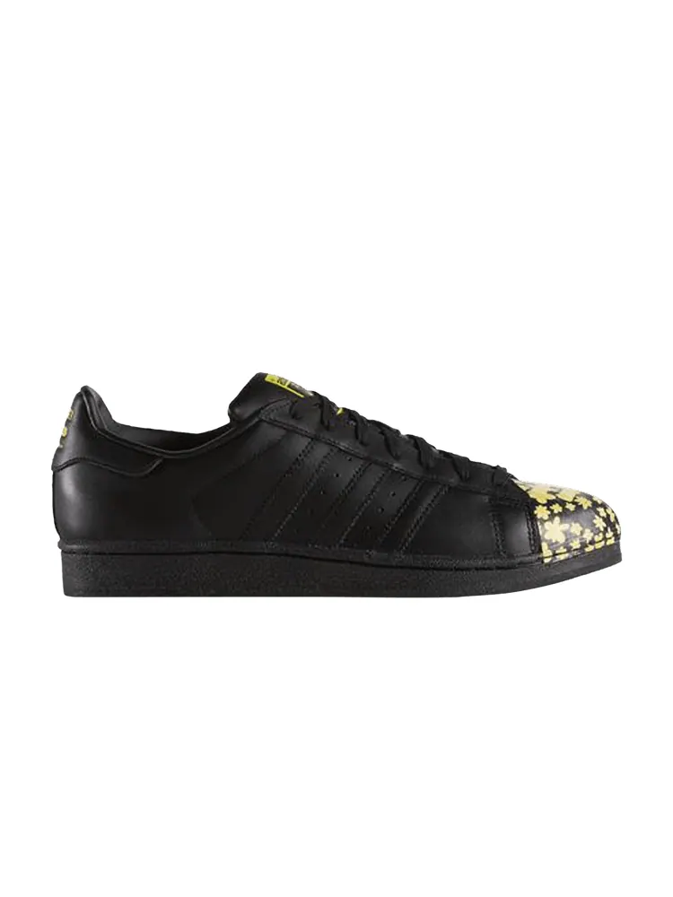 Кроссовки adidas Pharrell x Superstar 'Mr. Supershell - Black Yellow Floral' — изображение 1 из 1, черный/черный/желтый