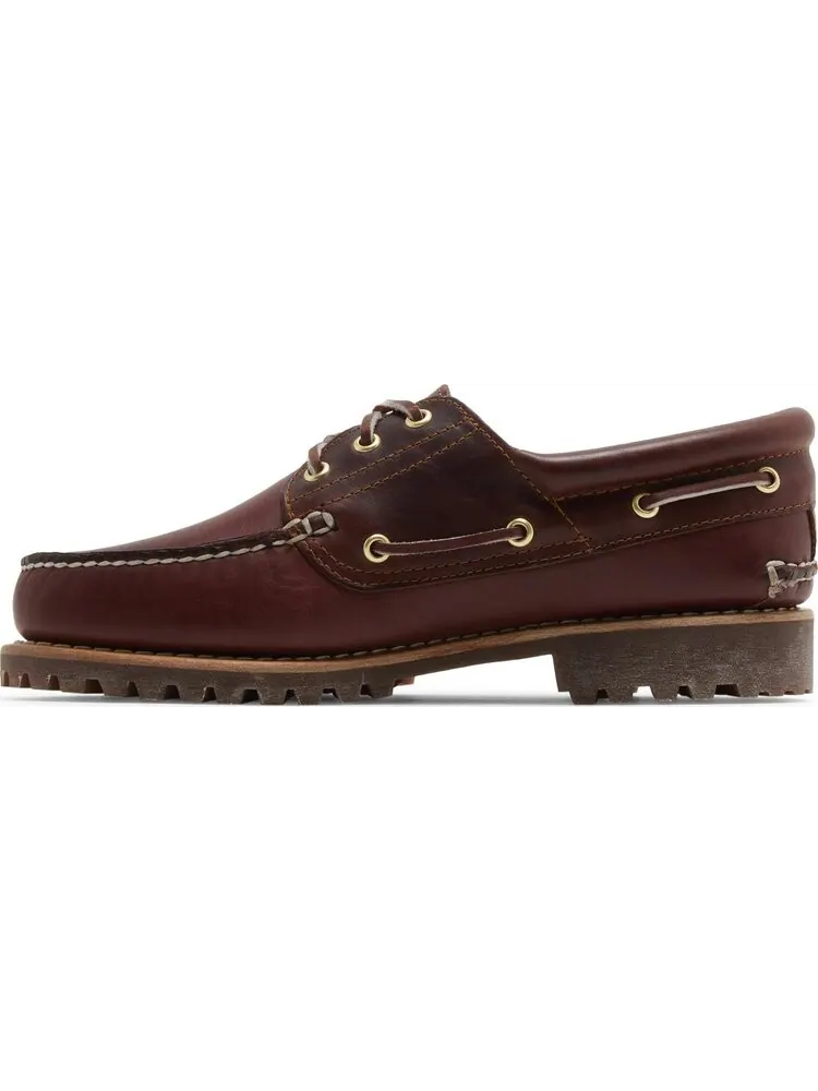 Мужские кроссовки Timberland 3-Eye Lug Handsewn Boat 'Burgundy' — изображение 3 из 4, красный