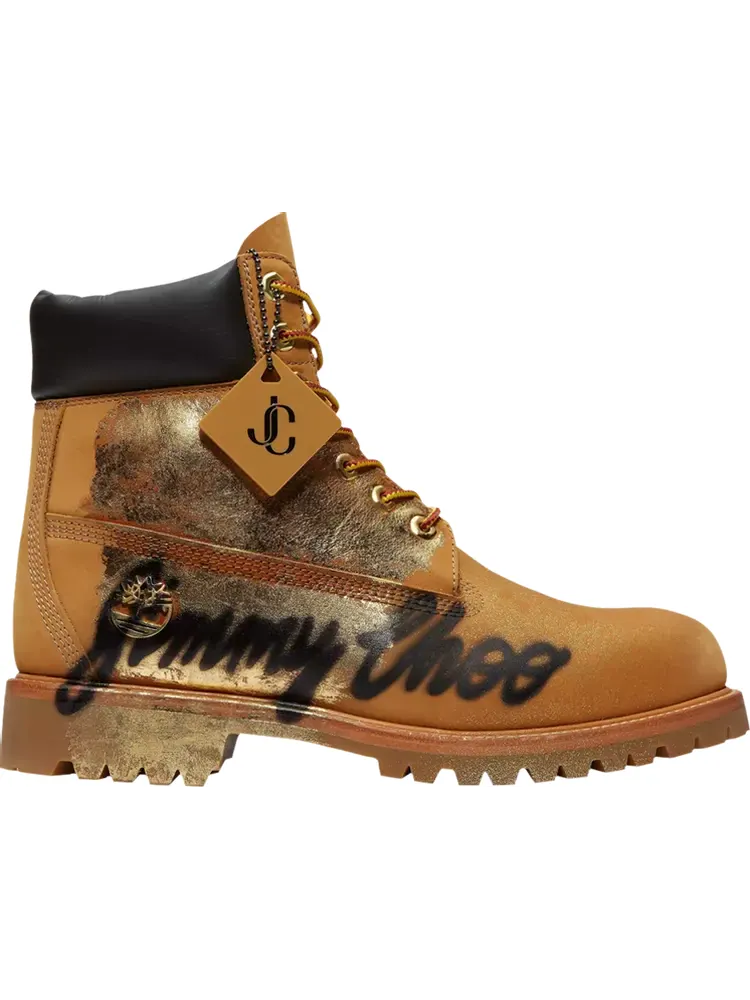Ботинки мужские Timberland x Jimmy Choo с принтом — изображение 1 из 1, коричневый/золотой