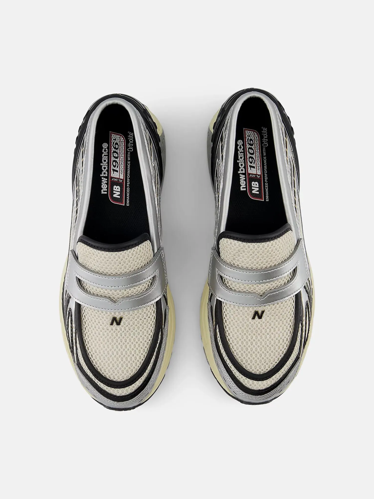 Лоферы унисекс New Balance 1906L — изображение 3 из 6, кремовый/серебряный