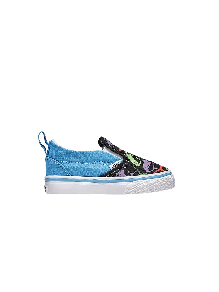 Кроссовки Vans Classic Slip-On V Toddler 'Multi-Color Sharks' — изображение 1 из 1, синий/черный/фиолетовый