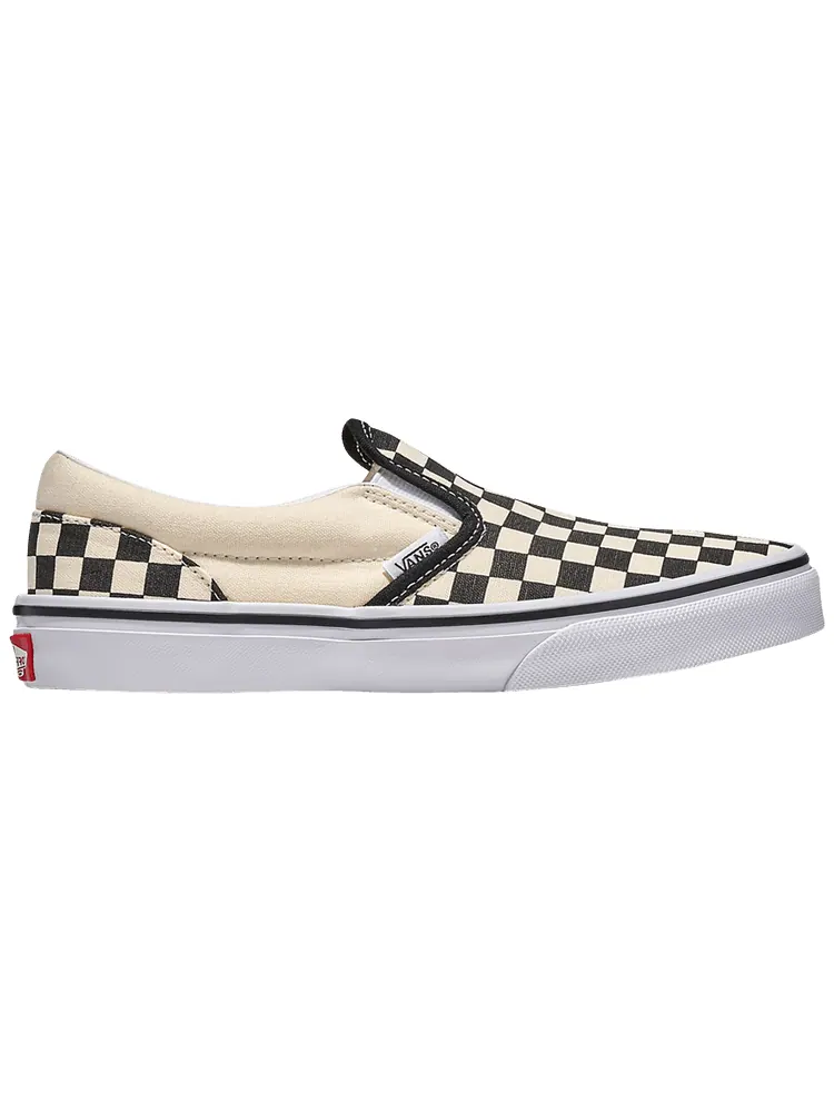Кроссовки Vans Classic Slip-On Kids 'Checkerboard - Black Off White' — изображение 1 из 1, черный белый