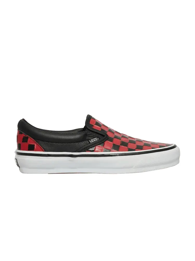 Тапочки Classic Slip-On 98 Vibram 'Leather Checkerboard - Black Racing Red' — изображение 1 из 1, черный красный