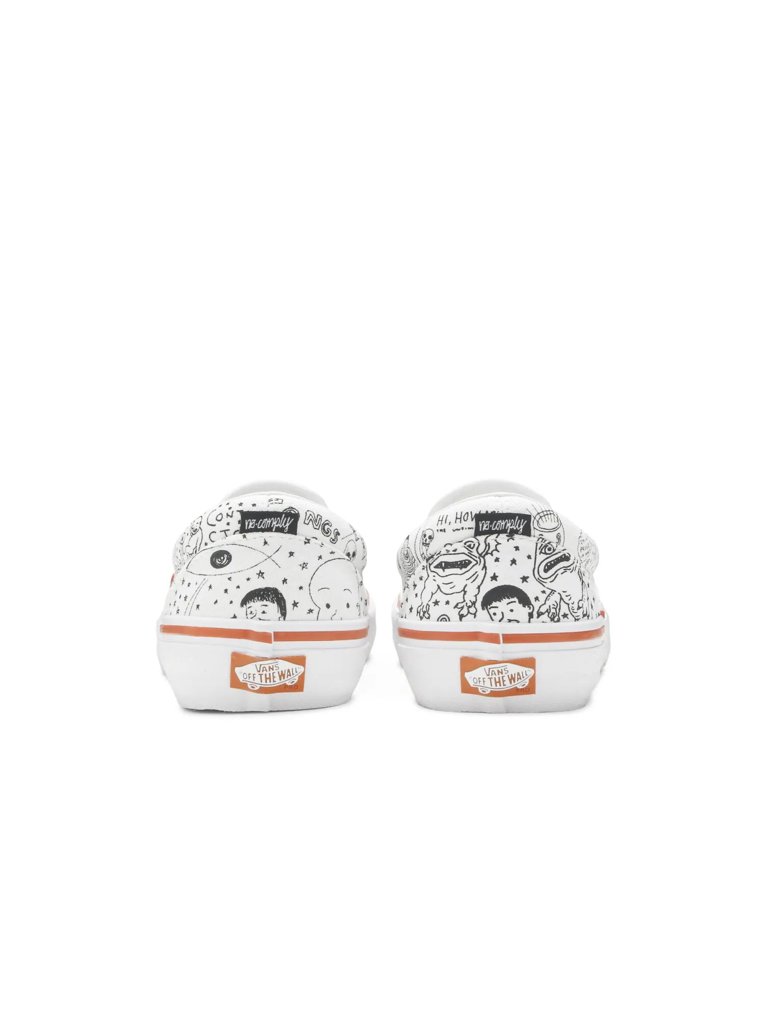 Кроссовки No-Comply x Daniel Johnston x Slip-On Pro Vans — изображение 6 из 8, белый/черный