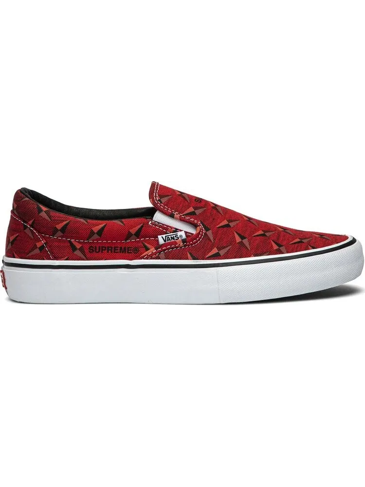 Кеды Vans Supreme x Classic Slip-On Pro Diamond Plate Red — изображение 1 из 8, красный