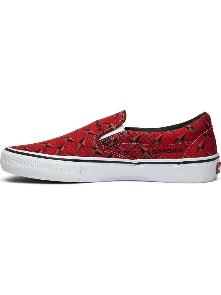 Кеды Vans Supreme x Classic Slip-On Pro Diamond Plate Red — изображение 3 из 8, красный
