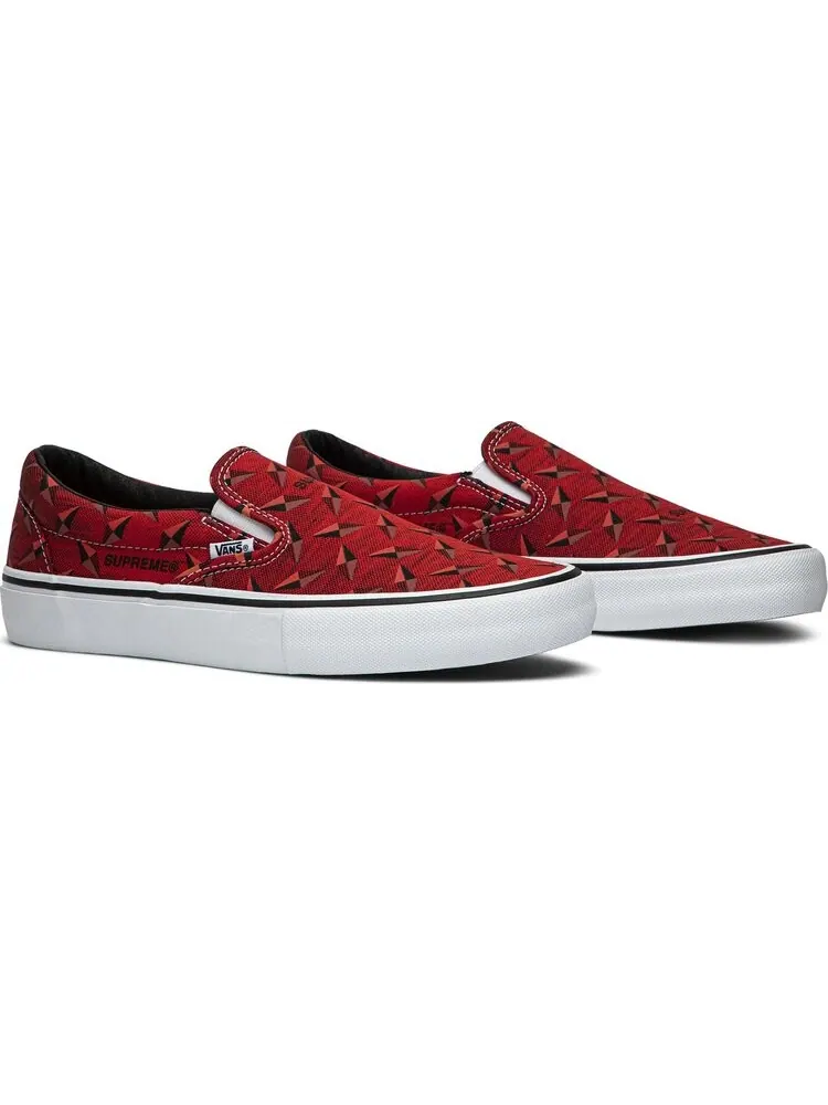 Кеды Vans Supreme x Classic Slip-On Pro Diamond Plate Red — изображение 8 из 8, красный