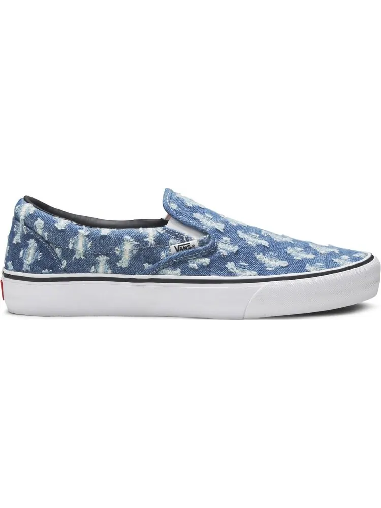 Кеды Vans Supreme x Slip-On Blue Hole Punch Denim — изображение 1 из 8, синий
