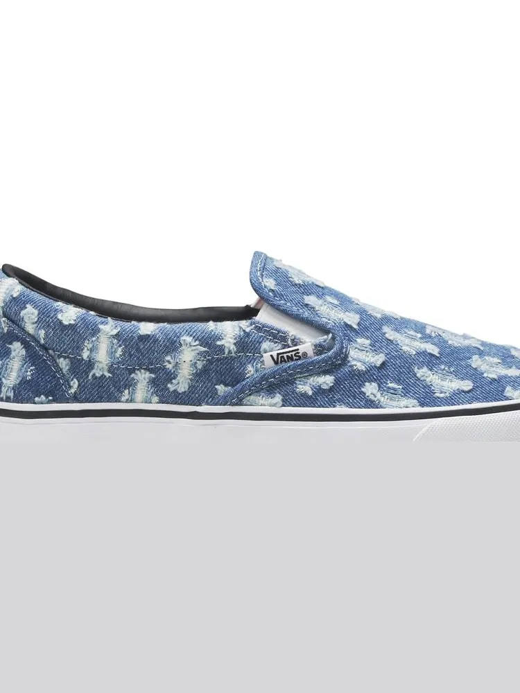 Кеды Vans Supreme x Slip-On Blue Hole Punch Denim — изображение 2 из 8, синий