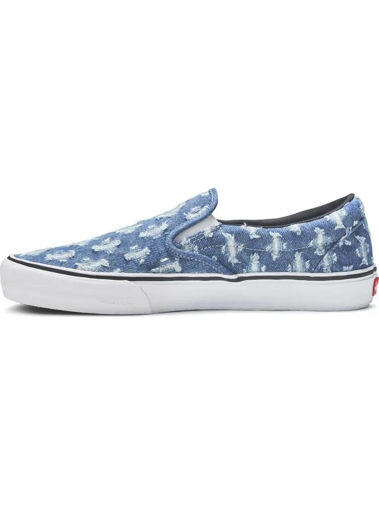 Кеды Vans Supreme x Slip-On Blue Hole Punch Denim — изображение 3 из 8, синий