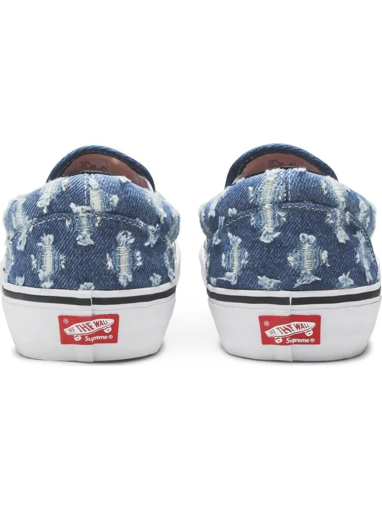 Кеды Vans Supreme x Slip-On Blue Hole Punch Denim — изображение 6 из 8, синий