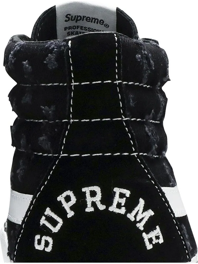 Кеды Vans Supreme x Sk8-Hi Black Hole Punch Denim — изображение 7 из 8, черный