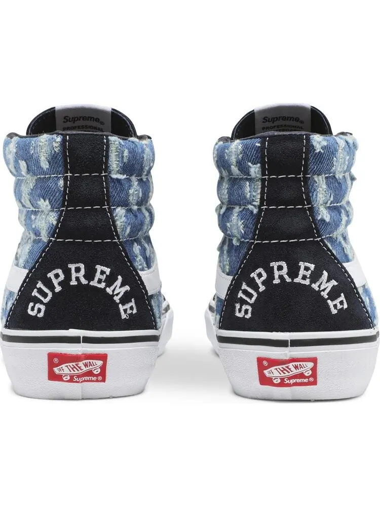 Кеды Vans Supreme x Sk8-Hi Blue Hole Punch Denim — изображение 6 из 8, синий