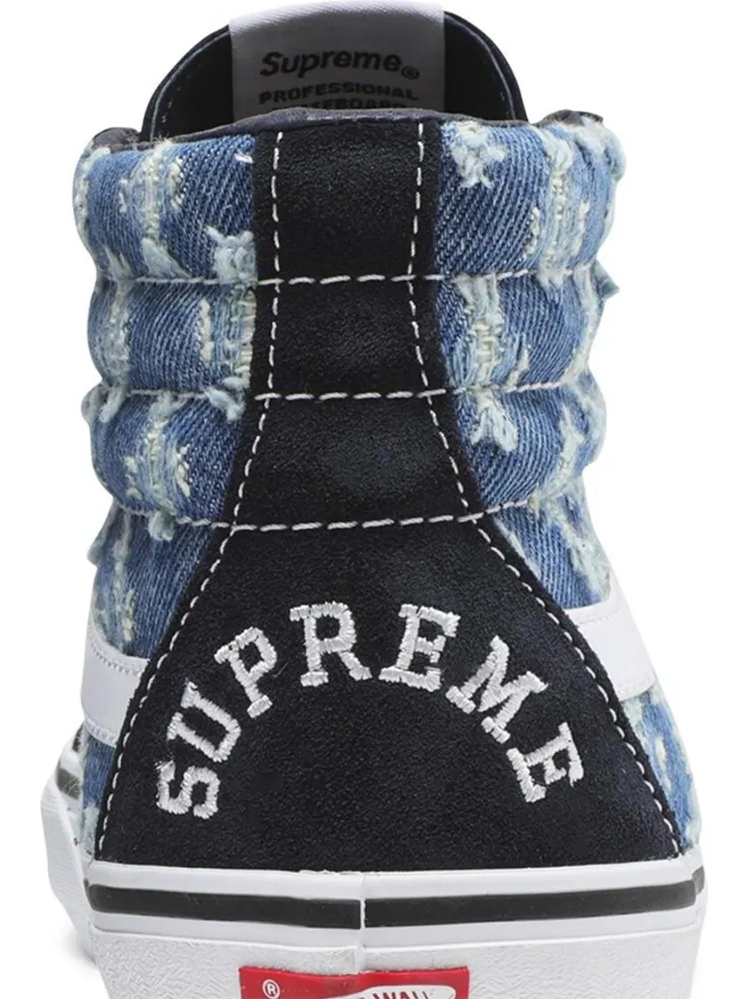 Кеды Vans Supreme x Sk8-Hi Blue Hole Punch Denim — изображение 7 из 8, синий