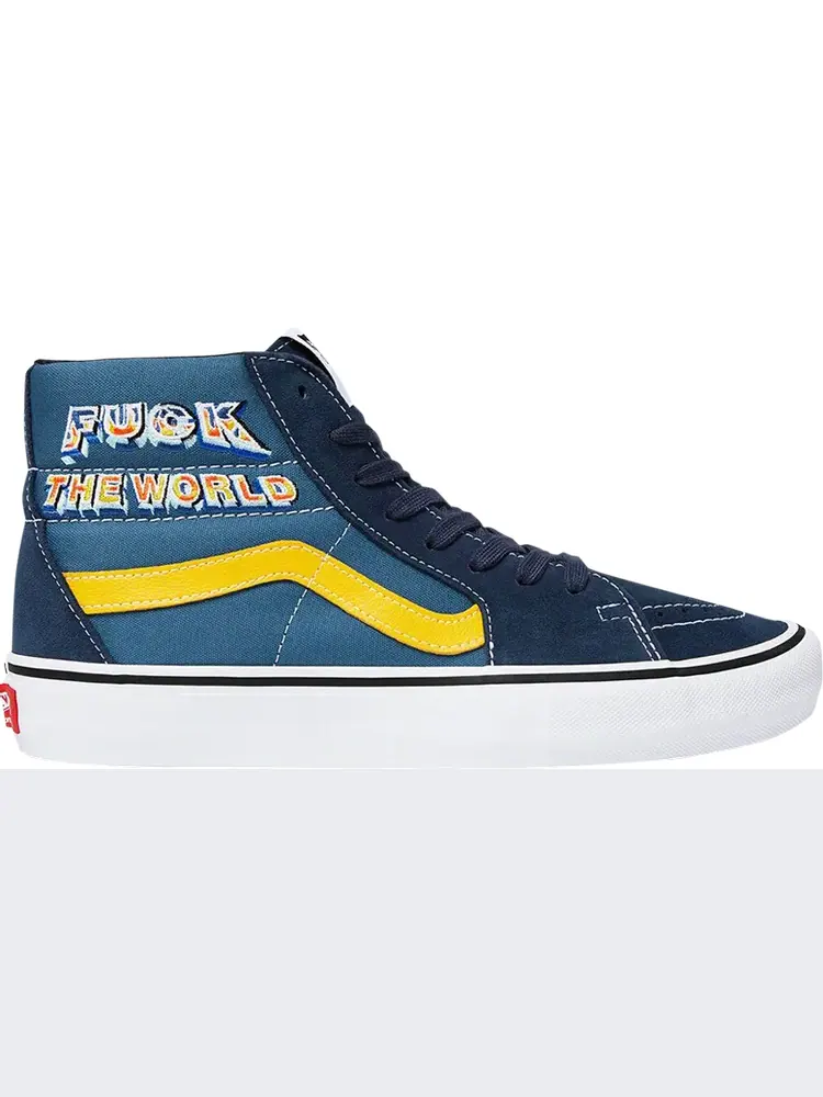 Кеды Vans Supreme x Sk8 Hi f*ck The World - Navy — изображение 1 из 1, синий