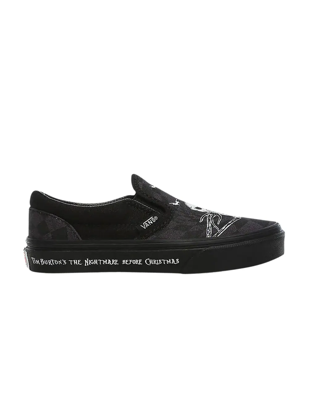 Кроссовки The Nightmare Before Christmas x Classic Slip-On Kids Vans — изображение 1 из 1, черный/черный/белый