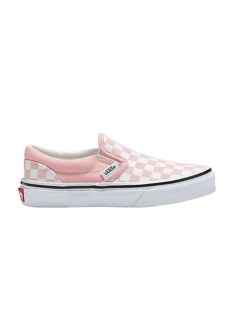 Кроссовки Vans Classic Slip-On Kids 'Checkerboard - Powder Pink' — изображение 1 из 1, розовый/белый