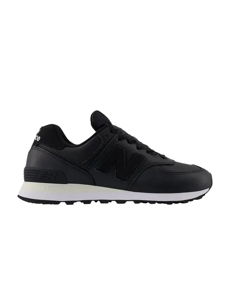 Кроссовки New Balance Wmns 574 Black Leather White — изображение 1 из 1, черный белый