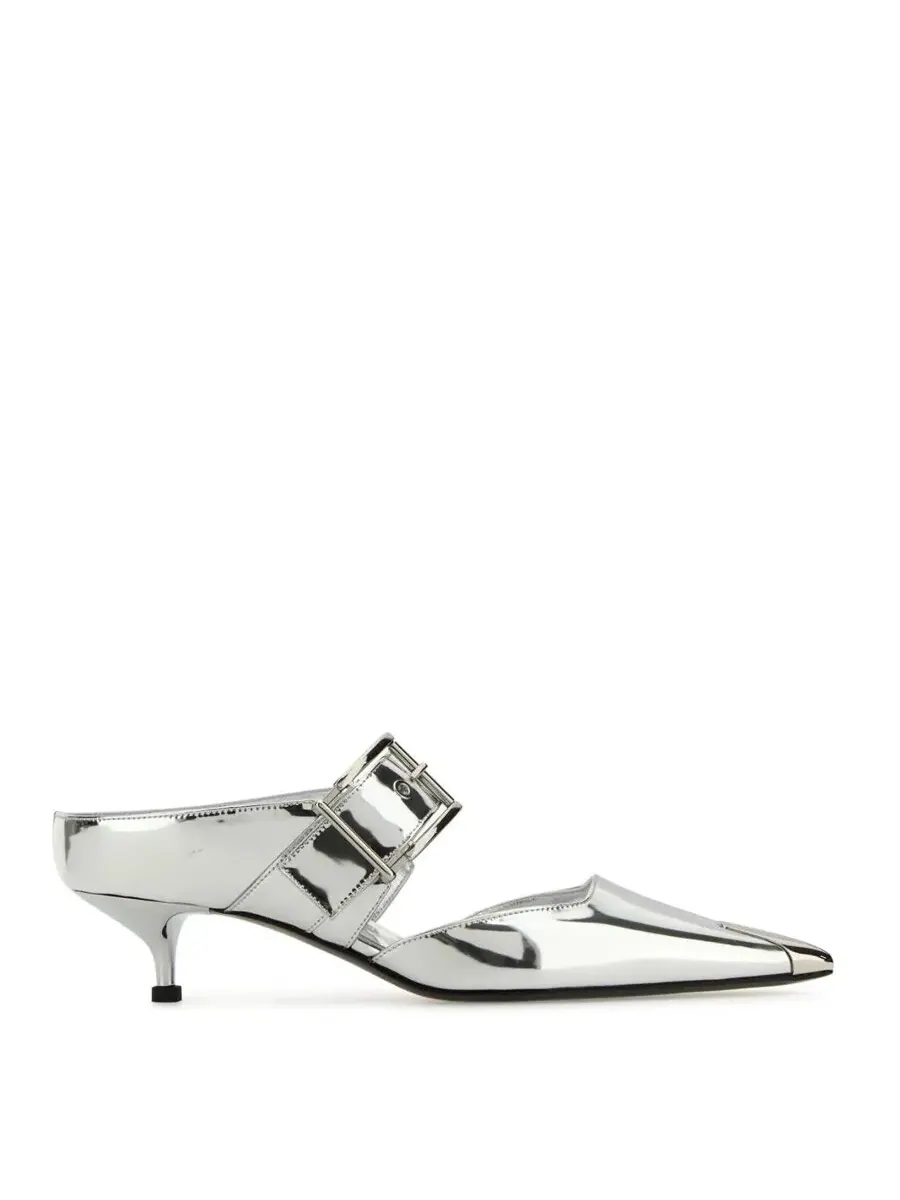 Alexander McQueen Punk 40 мм зеркальные мюли — белый