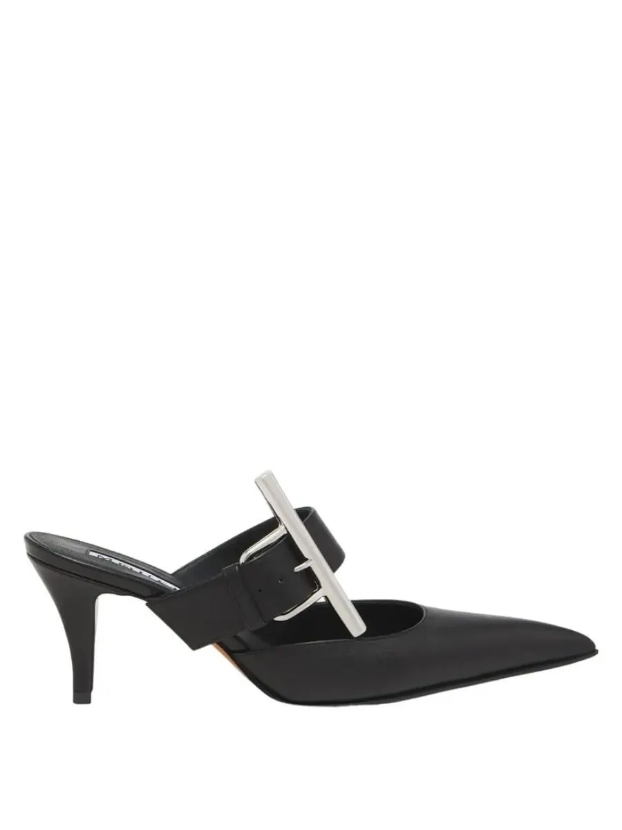Женские черные кожаные мюли Alexander McQueen модели Birdee — черный