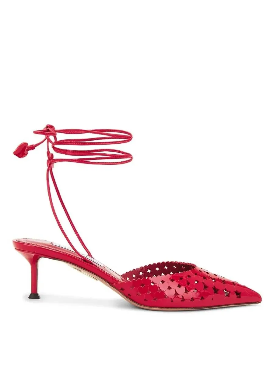 Кожаные туфли-лодочки Aquazzura Amourose 50 — изображение 1 из 5, помадный