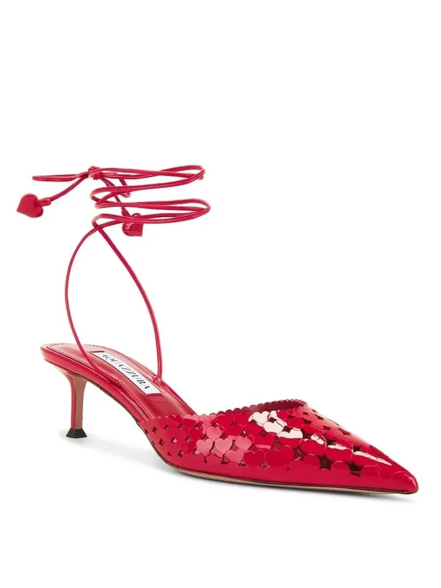 Кожаные туфли-лодочки Aquazzura Amourose 50 — изображение 2 из 5, помадный