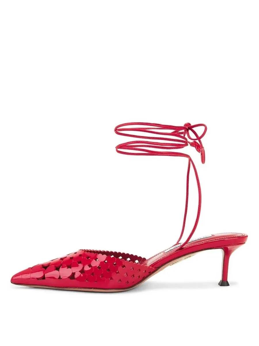 Кожаные туфли-лодочки Aquazzura Amourose 50 — изображение 5 из 5, помадный