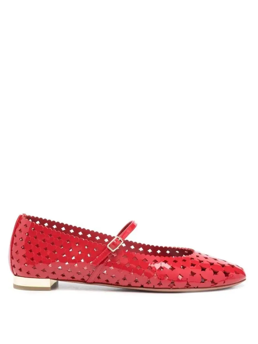 Балетки Aquazzura Amourose из лакированной кожи — красный