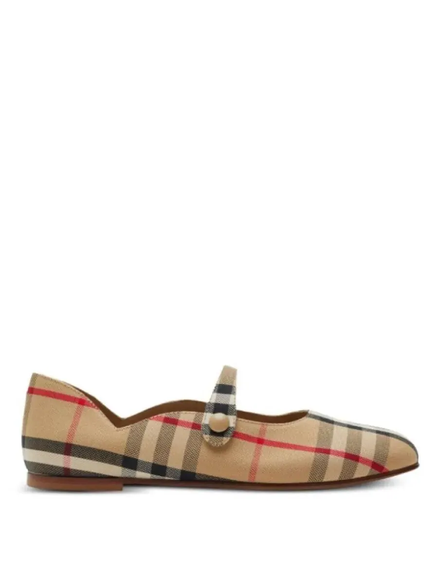 Детские туфли Mary Jane с круглым носком в клетку Burberry
