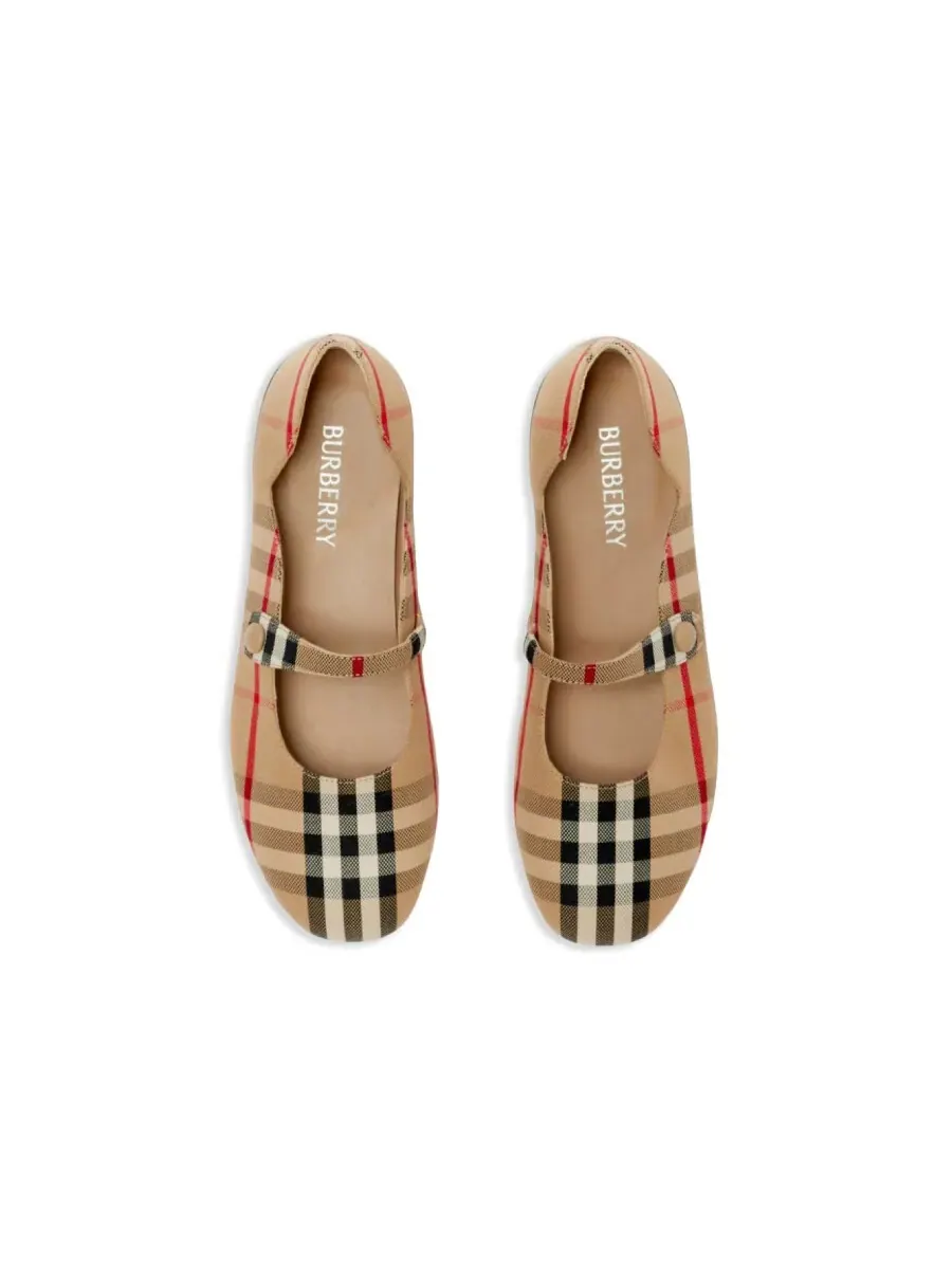 Детские туфли Mary Jane с круглым носком в клетку Burberry — изображение 4 из 4, бежевый