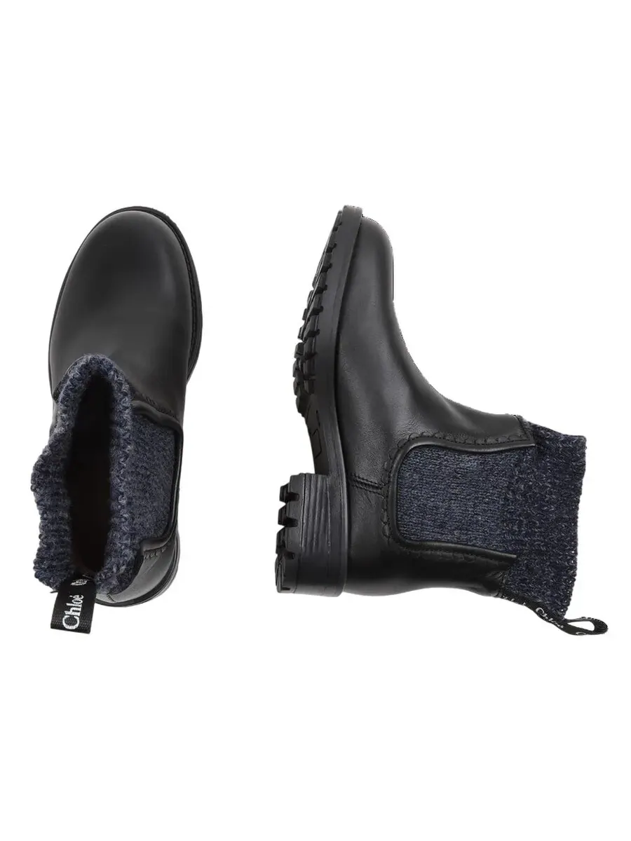 Кожаные ботинки Chloé Girls Nock Style — изображение 4 из 4, черный