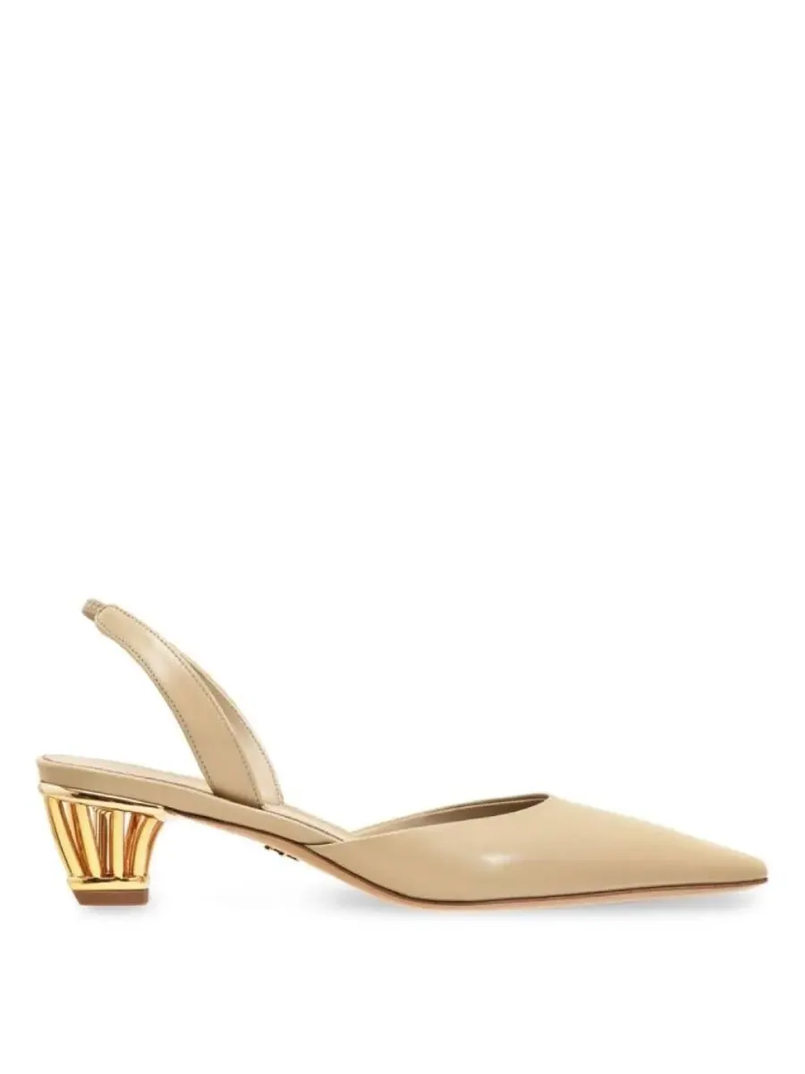 Туфли-лодочки Ferragamo Alyssa с ремешком и каблуком-решеткой — изображение 1 из 4, бежевый