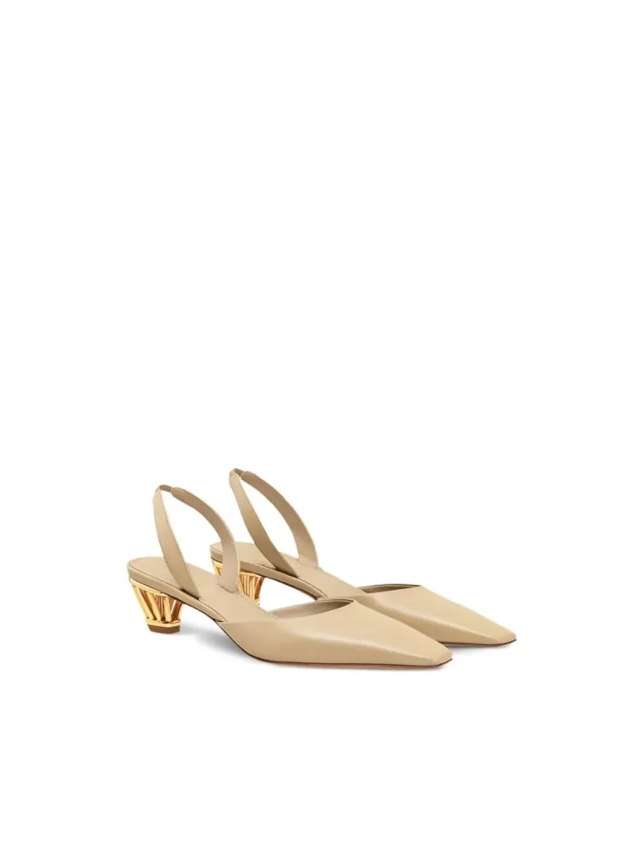 Туфли-лодочки Ferragamo Alyssa с ремешком и каблуком-решеткой — изображение 2 из 4, бежевый