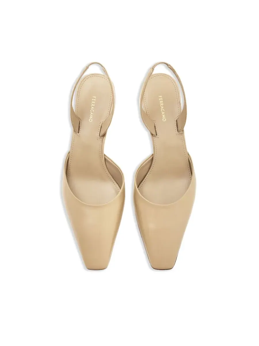 Туфли-лодочки Ferragamo Alyssa с ремешком и каблуком-решеткой — изображение 4 из 4, бежевый