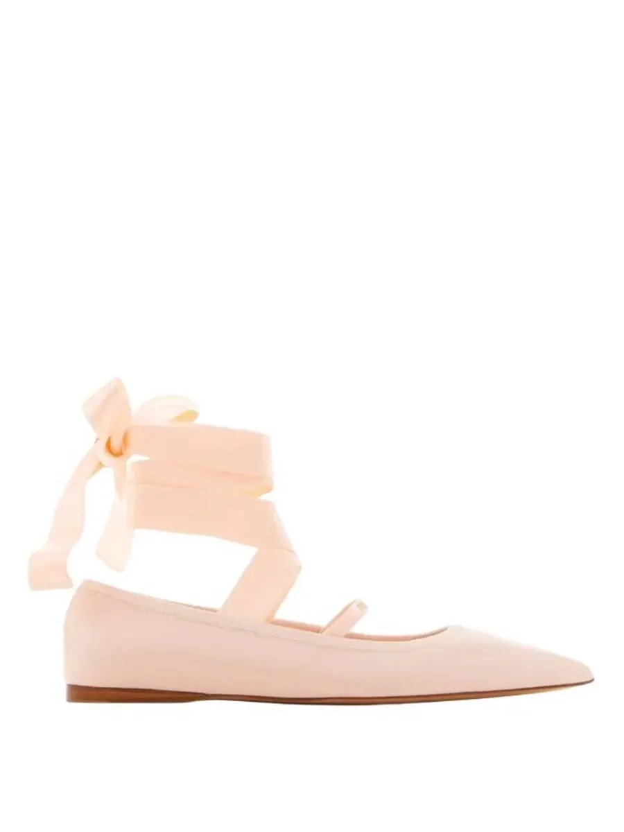 Балетки Ferragamo с лентой на щиколотке — розовый