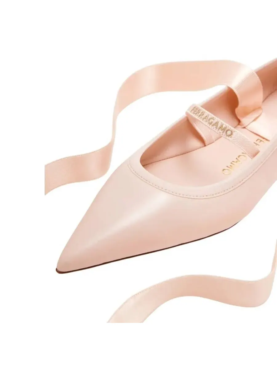Балетки Ferragamo с лентой на щиколотке — изображение 3 из 3, розовый