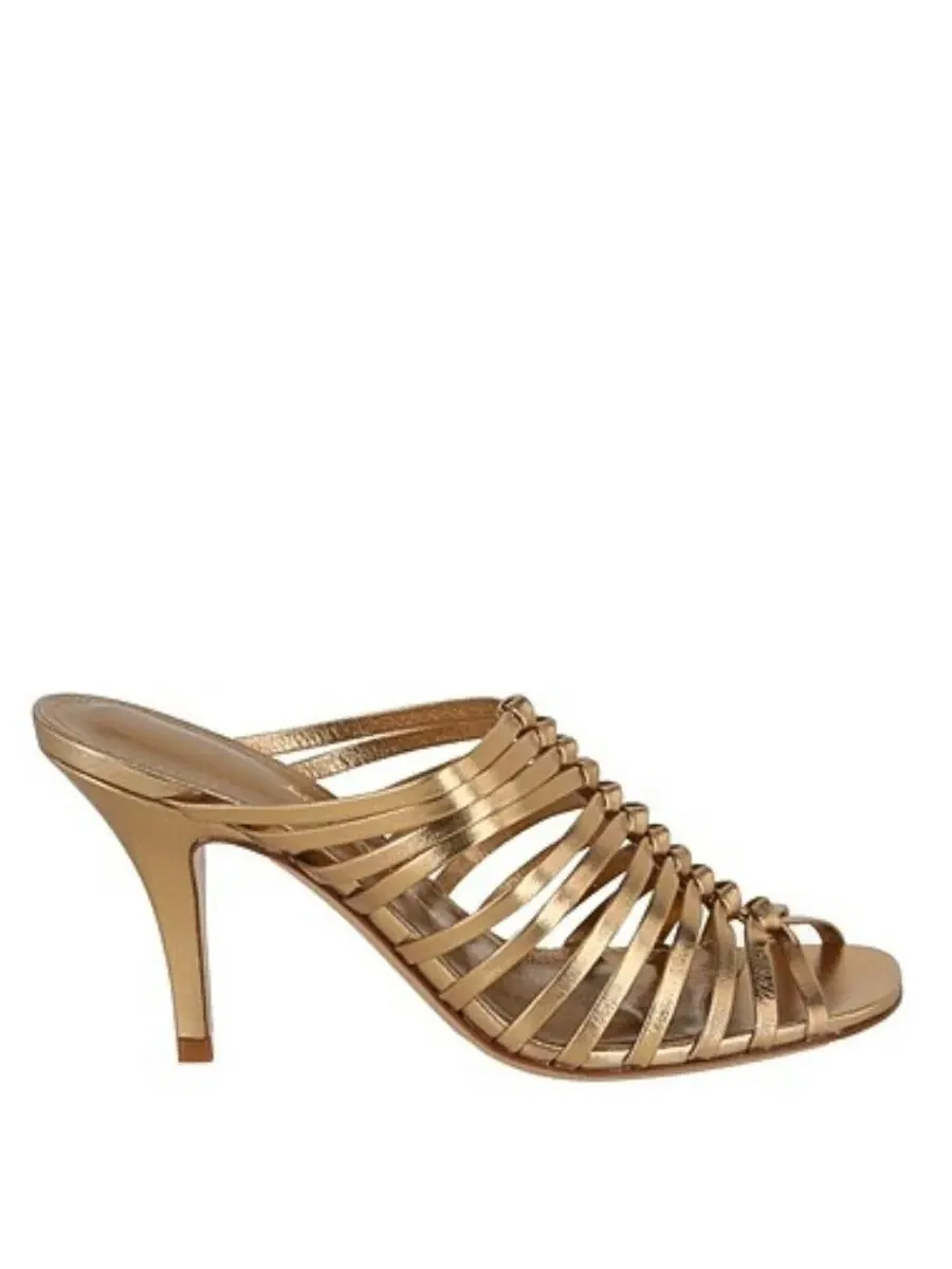 Сандалии Ferragamo Jessa с плетением античного золота — золотистый