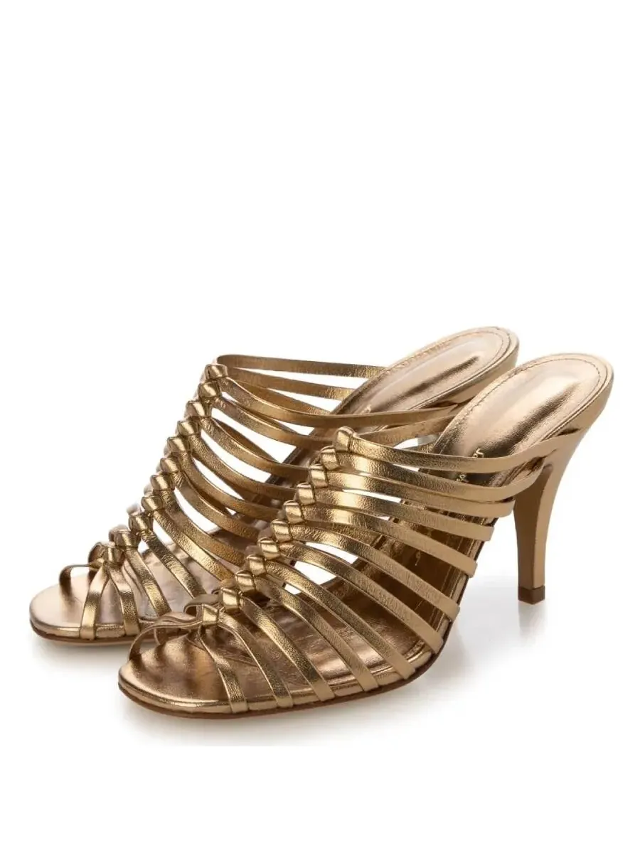 Сандалии Ferragamo Jessa с плетением античного золота — изображение 2 из 4, золото