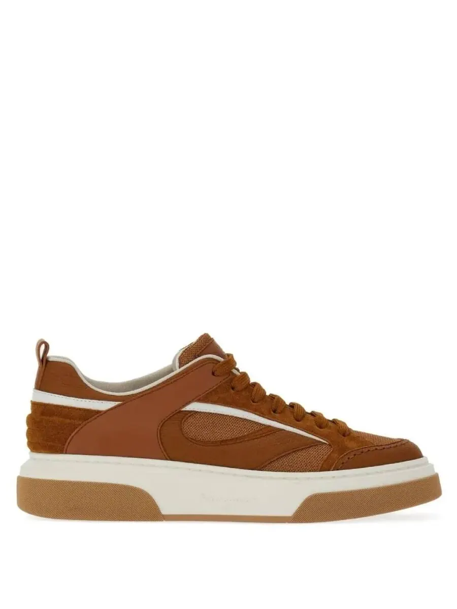 Кожаные низкие кроссовки Ferragamo Cassina — изображение 1 из 3, коричневый
