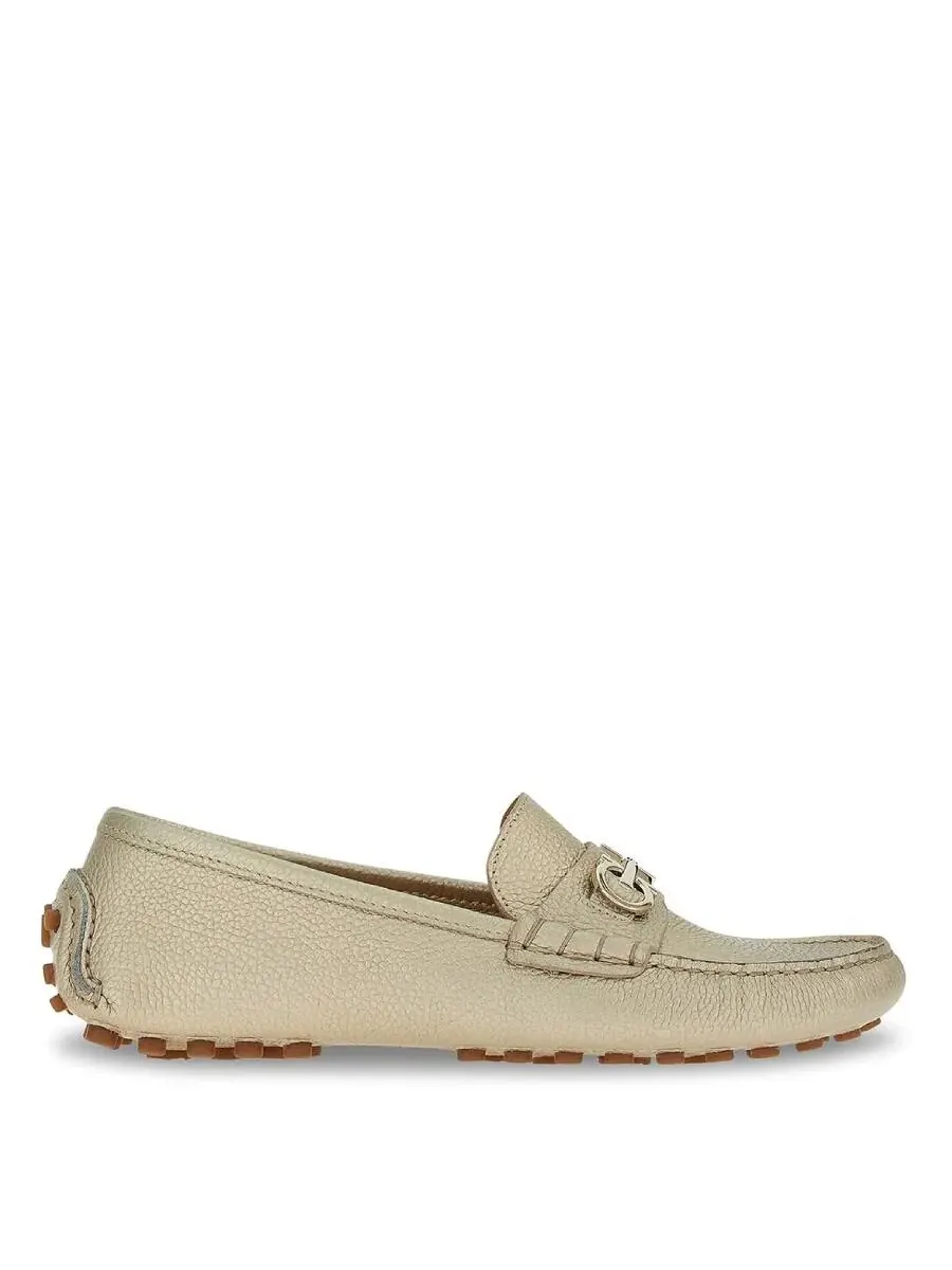Лоферы Ferragamo Double Gancini — изображение 1 из 5, серебряный