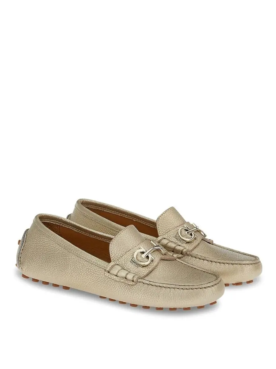 Лоферы Ferragamo Double Gancini — изображение 2 из 5, серебряный