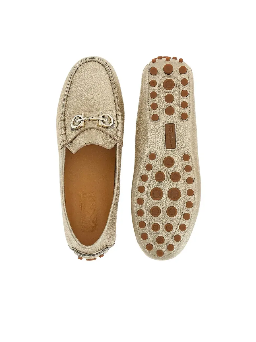 Лоферы Ferragamo Double Gancini — изображение 3 из 5, серебряный