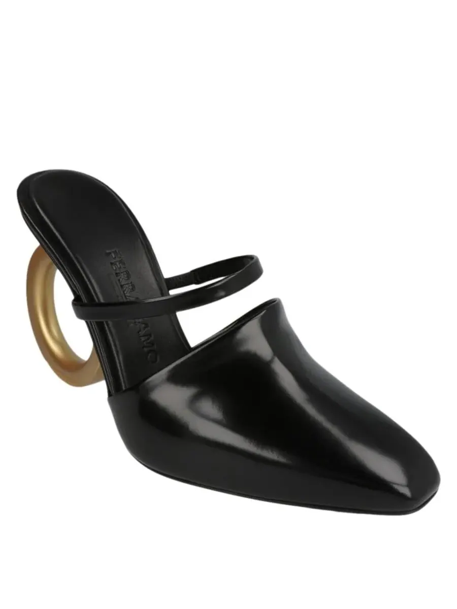 Туфли-слиперы на каблуке Ferragamo Elina Gancini — изображение 2 из 3, черный