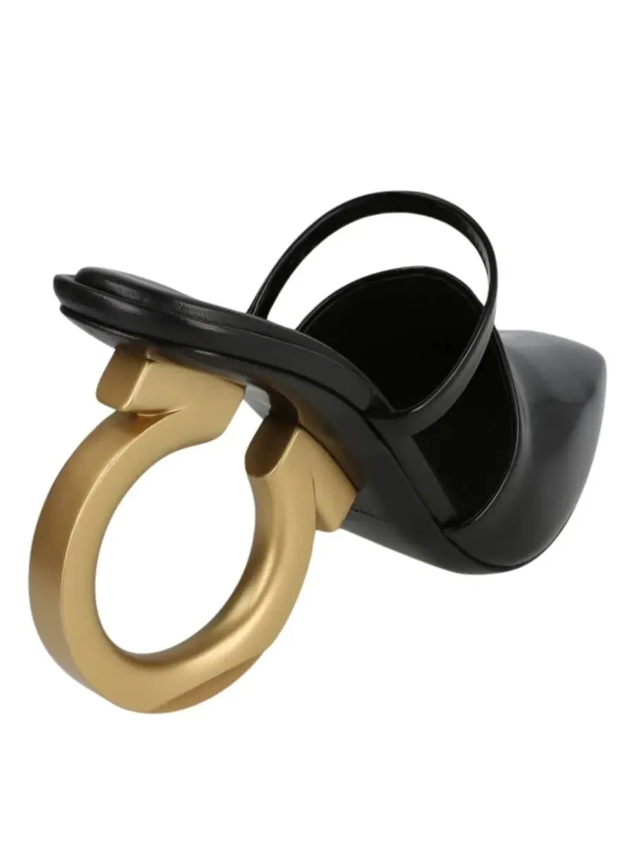 Туфли-слиперы на каблуке Ferragamo Elina Gancini — изображение 3 из 3, черный